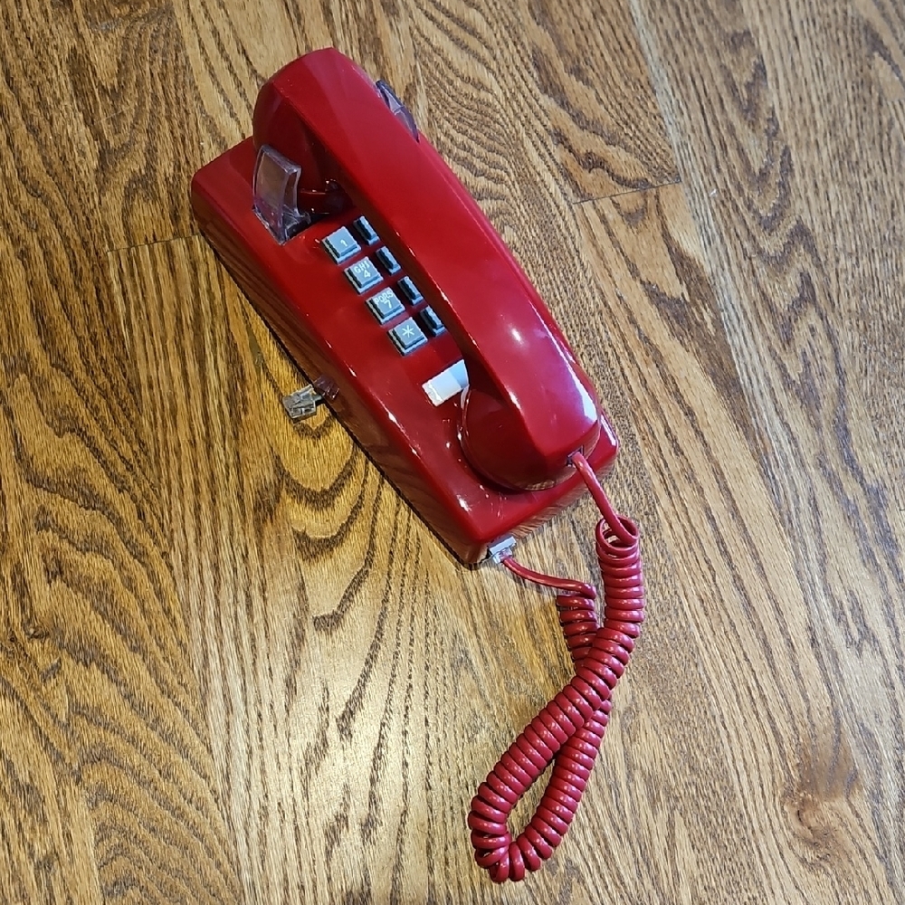 Vintage Red Corded Telephone